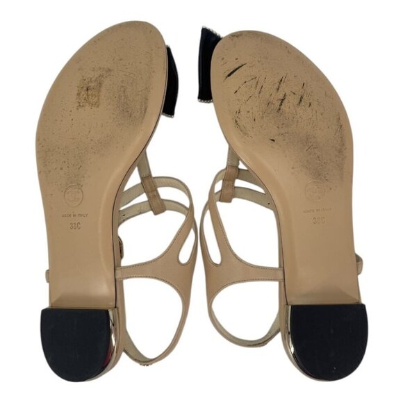 Chanel CC Logo Bow Pearl Leather Sandals Wide Fit - Picture 8 of 9